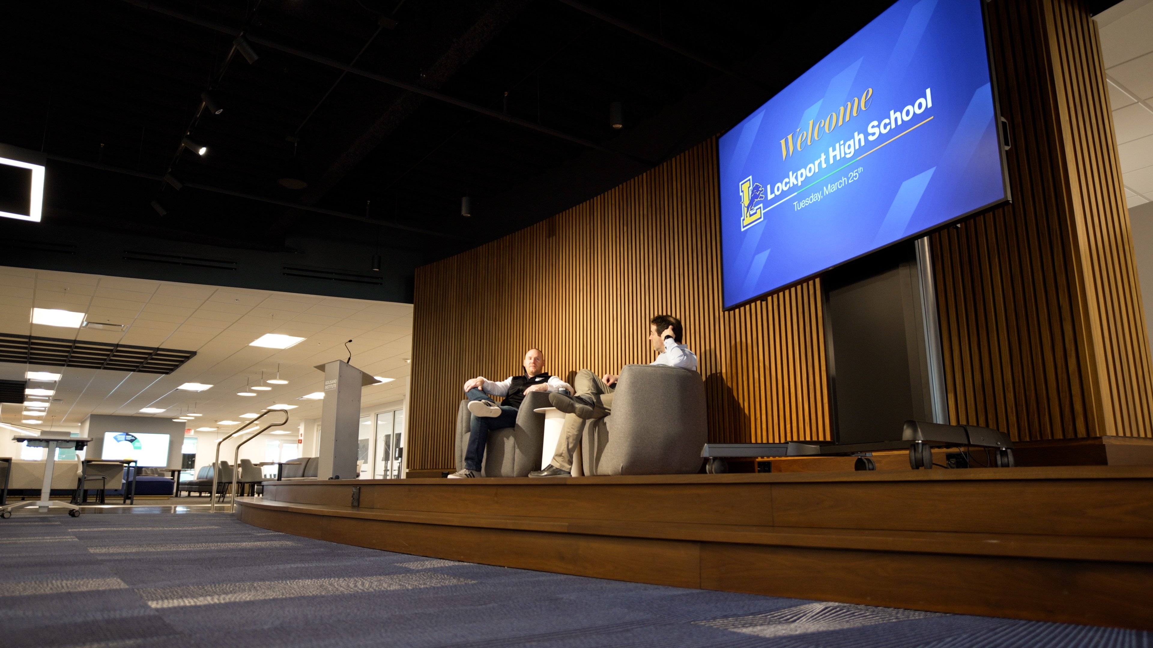 AI Innovation Hub at Golisano Institute used for presentations and collaborative work.