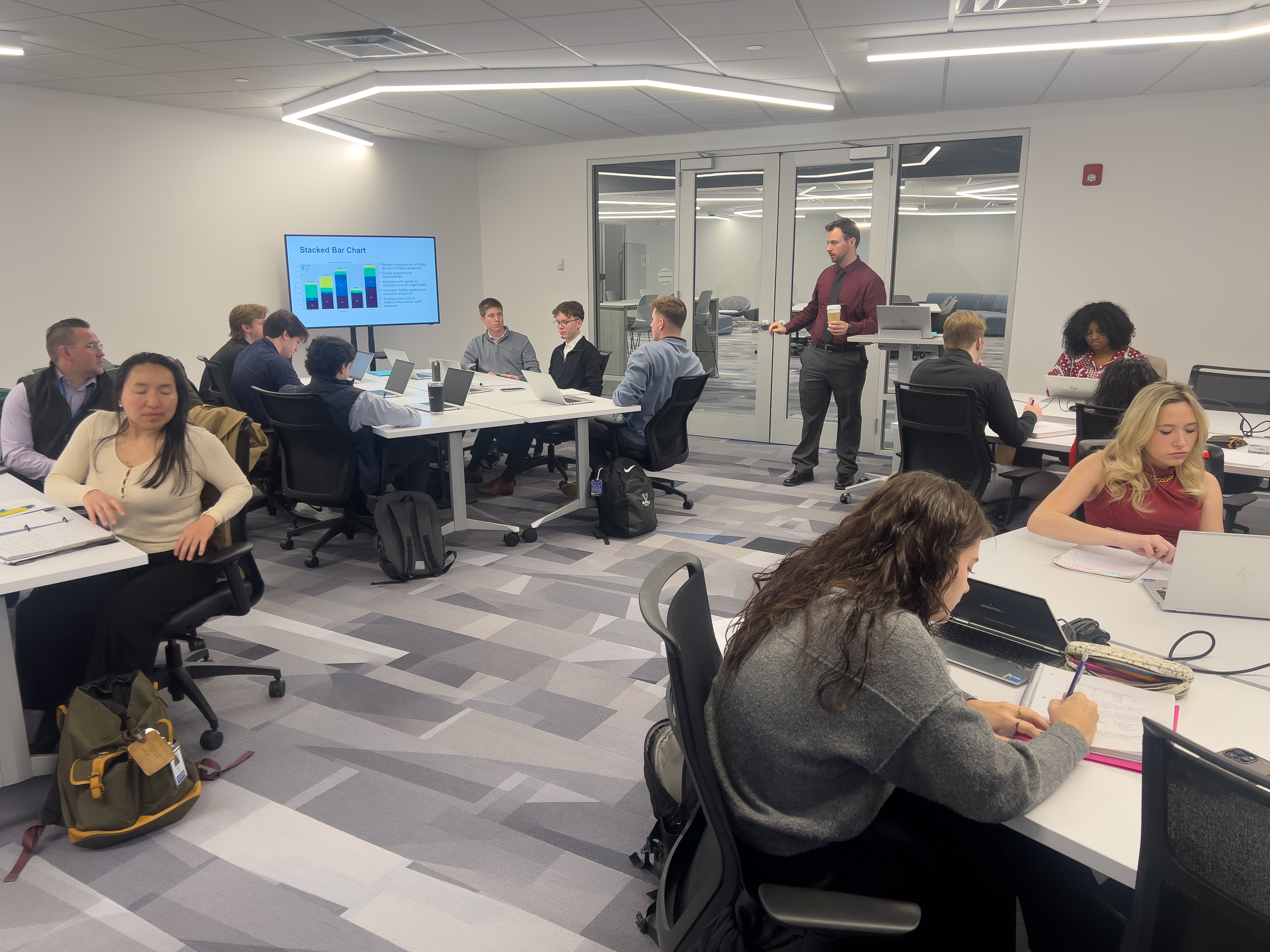Golisano Institute students collaborating in a modern, technology-rich classroom.